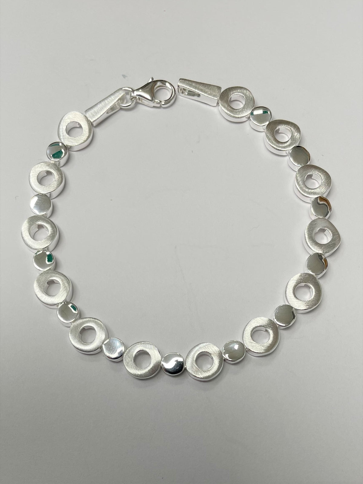 Silver Satin/Polish  Closed Circle Bracelet