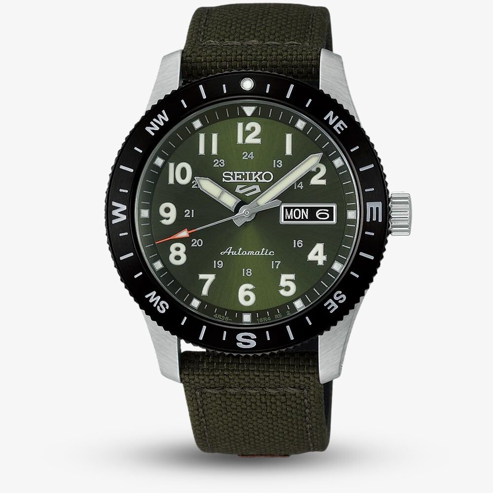 Seiko Mens 5 Sports Field Automatic Green Fabric Strap