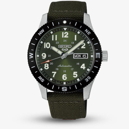 Seiko Mens 5 Sports Field Automatic Green Fabric Strap