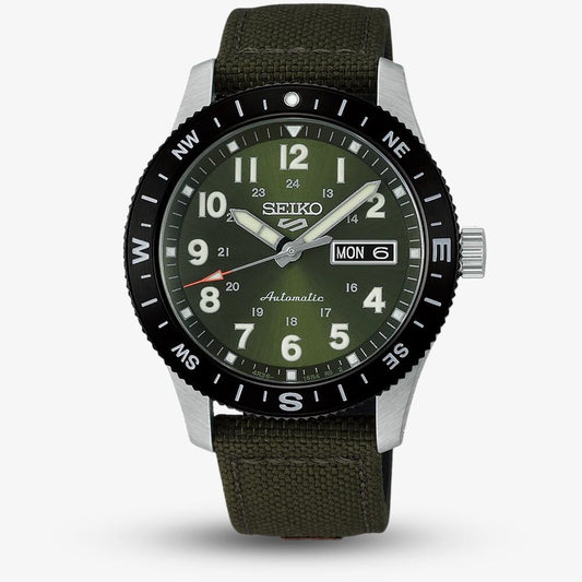Seiko Mens 5 Sports Field Automatic Green Fabric Strap
