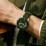 Seiko Mens 5 Sports Field Automatic Green Fabric Strap