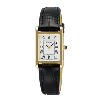 Seiko Quartz In Gold Tone With Leather Strap