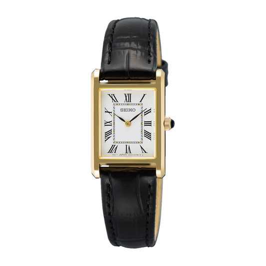 Seiko Quartz In Gold Tone With Leather Strap
