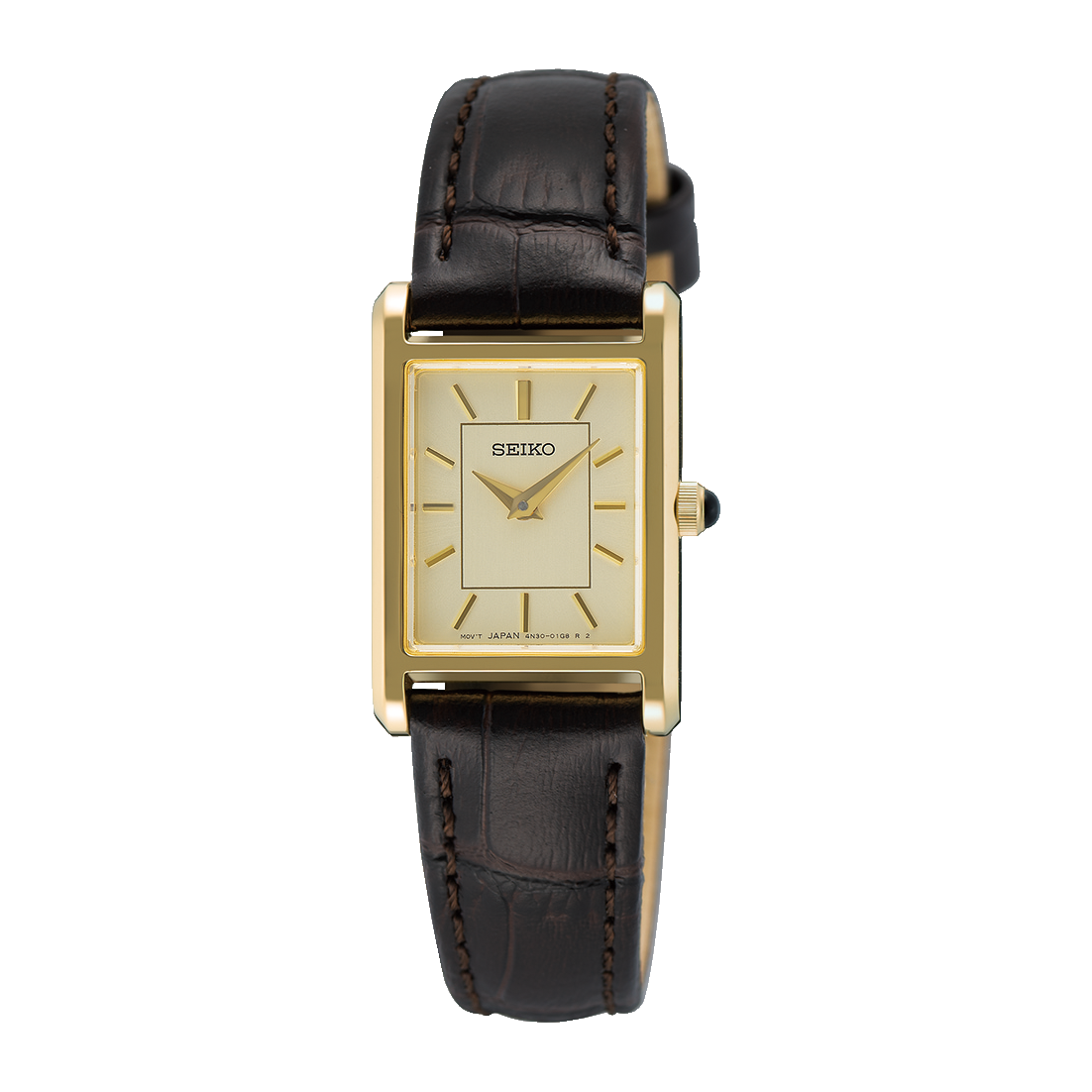 Seiko Quartz In Gold Tone With Leather Strap