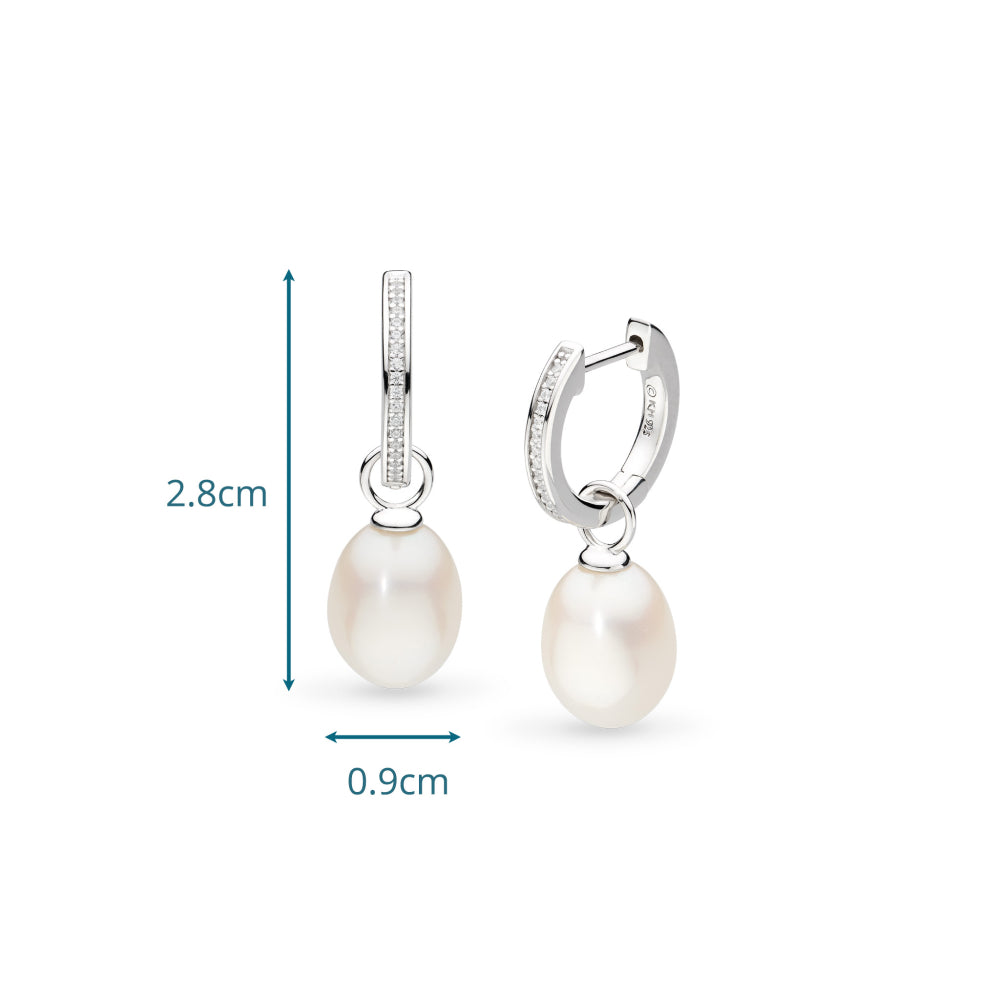 Kit Heath Revival Classic Pearl Glitz CZ Hoop Drop Earrings