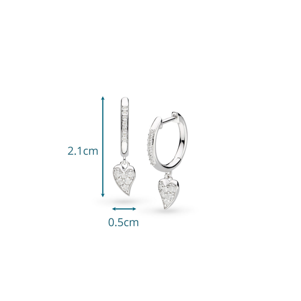 Kit Heath Desire Kiss Precious Pavé WT Heart Hinged Hoop Drop Earrings