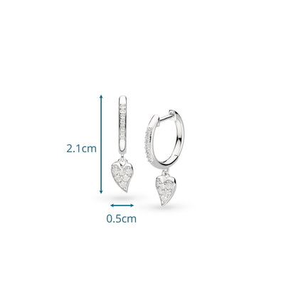Kit Heath Desire Kiss Precious Pavé WT Heart Hinged Hoop Drop Earrings