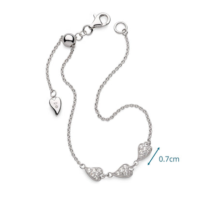 Kit Heath Desire Kiss Precious Pavé Heart Triplet Slider Bracelet