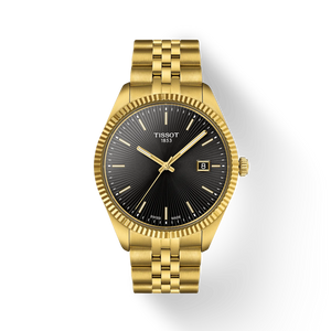 Tissot Ballade Quartz (40mm) Black Guilloché Dial / Gold PVD Stainless Steel Bracelet