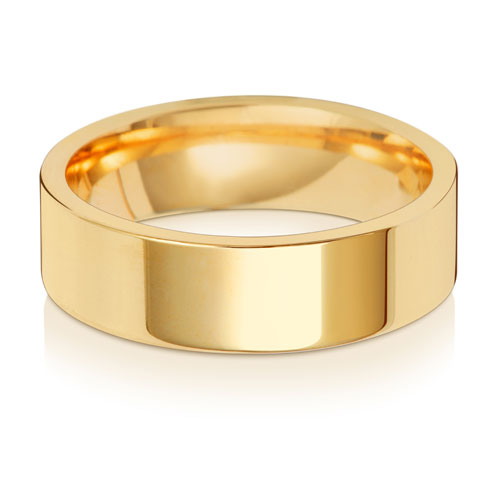 9ct Yellow  Gold 6mm Flat Court Wedding Ring