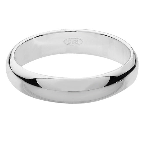 Silver 4mm D Shape Wedding Ring