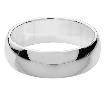 Silver 6mm D Shape Wedding Ring