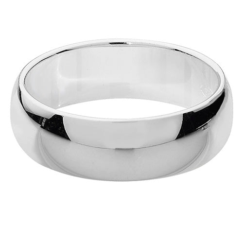 Silver 6mm D Shape Wedding Ring