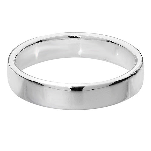 Silver 4mm Soft Court Wedding Ring