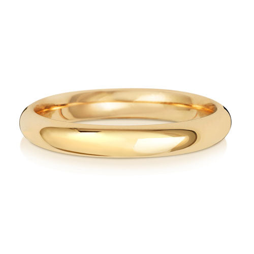 9ct Yellow Gold 3mm Traditional Court Wedding Ring