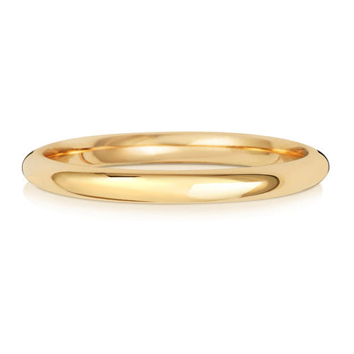 9ct Yellow Gold 2mm Traditional Court Wedding Ring