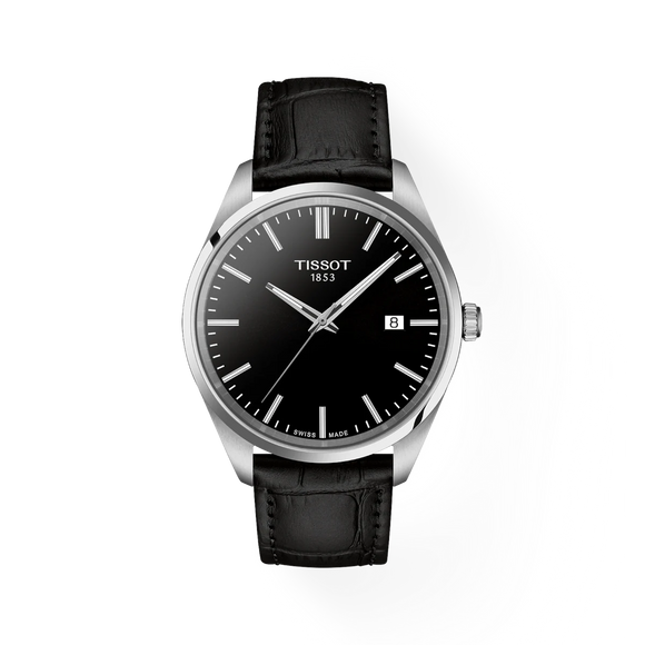 Tissot Gents PR 100 Quartz 40mm Black Leather Strap Watch 