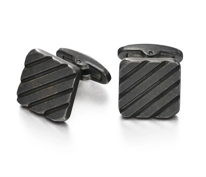 Fred Bennett Grey Stainless Steel Ribbed Square Cufflinks
