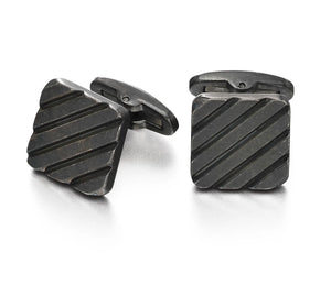 Fred Bennett Grey Stainless Steel Ribbed Square Cufflinks