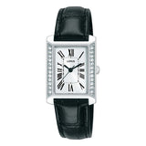 Lorus Ladies’ Black Leather Square Elegance