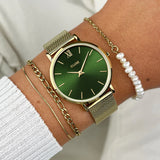 Cluse Minuit Watch Mesh, Green, Gold Colour