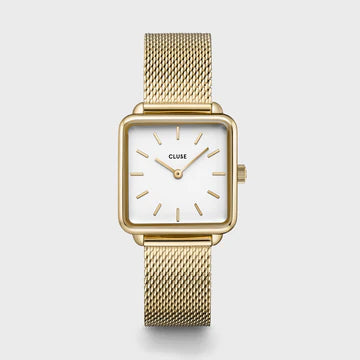 Cluse La Tétragone Mesh White, Gold Colour Bracelet Watch