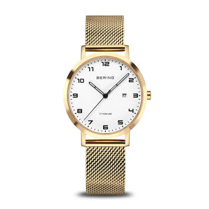 Bering Ladies Titanium | polished/brushed gold | Mesh B/W