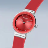 Bering Ladies Classic | polished silver | Red Strap Watch