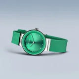 Bering Ladies Classic | polished silver | Green Strap Watch