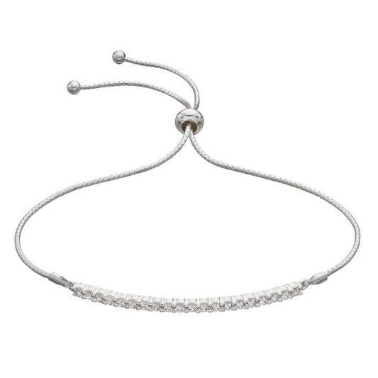 Silver Bar Toggle Bracelet with White Cubic Zirconia