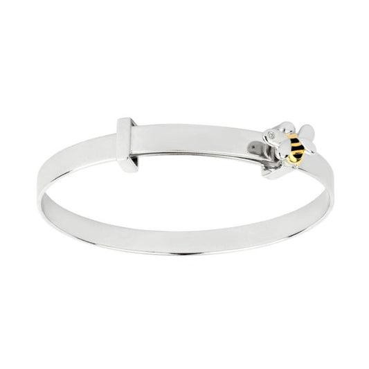 D for Diamond Enamel Bee Expanding Bangle with Diamond