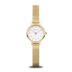 Bering Classic Ladies Polished Gold Mesh Bracelet Watch