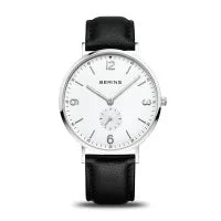 Bering Gents Classic | polished silver | Black Strap Watch