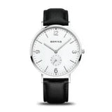 Bering Gents Classic | polished silver | Black Strap Watch