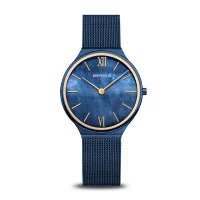 Bering Gents Ultra Slim | polished/brushed blue | Mesh Bracelet Watch