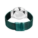 Bering Solar Gents Polished Silver Green Mesh Bracelet Watch &nbsp;