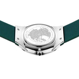 Bering Solar Gents Polished Silver Green Mesh Bracelet Watch &nbsp;