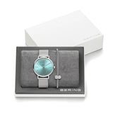 Bering Classic Polished Silver Mesh Bracelet Watch Set
