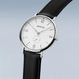 Bering Gents Classic | polished silver | Black Strap Watch