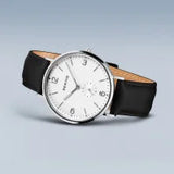 Bering Gents Classic | polished silver | Black Strap Watch