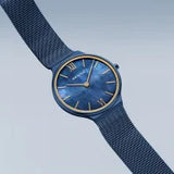 Bering Gents Ultra Slim | polished/brushed blue | Mesh Bracelet Watch