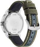 Citizen Urban Eco-Drive Green Nylon Strap Black Dial