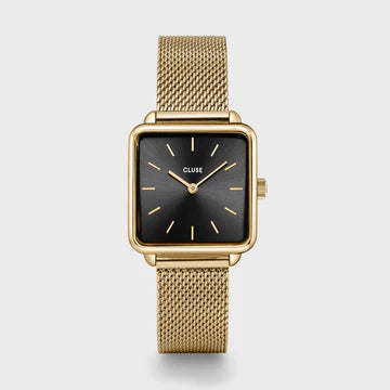 Cluse La Tétragone Mesh Black, Gold Colour Bracelet Watch