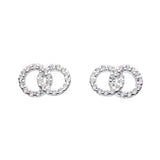 Small Double Circle Link Zirconia Stud Earrings