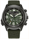 Citizen Promaster Land Combination World Timer (44mm) Green Dial / Khaki Green Nylon Cordura® strap