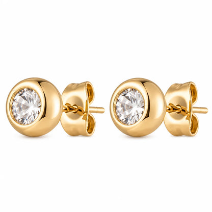 Burren Windsor Bezel-Set CZ Stud Earrings