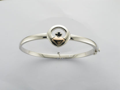 House Of Lor Silver Rose Gold Claddagh Bangle