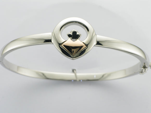 House Of Lor Silver Rose Gold Claddagh Bangle