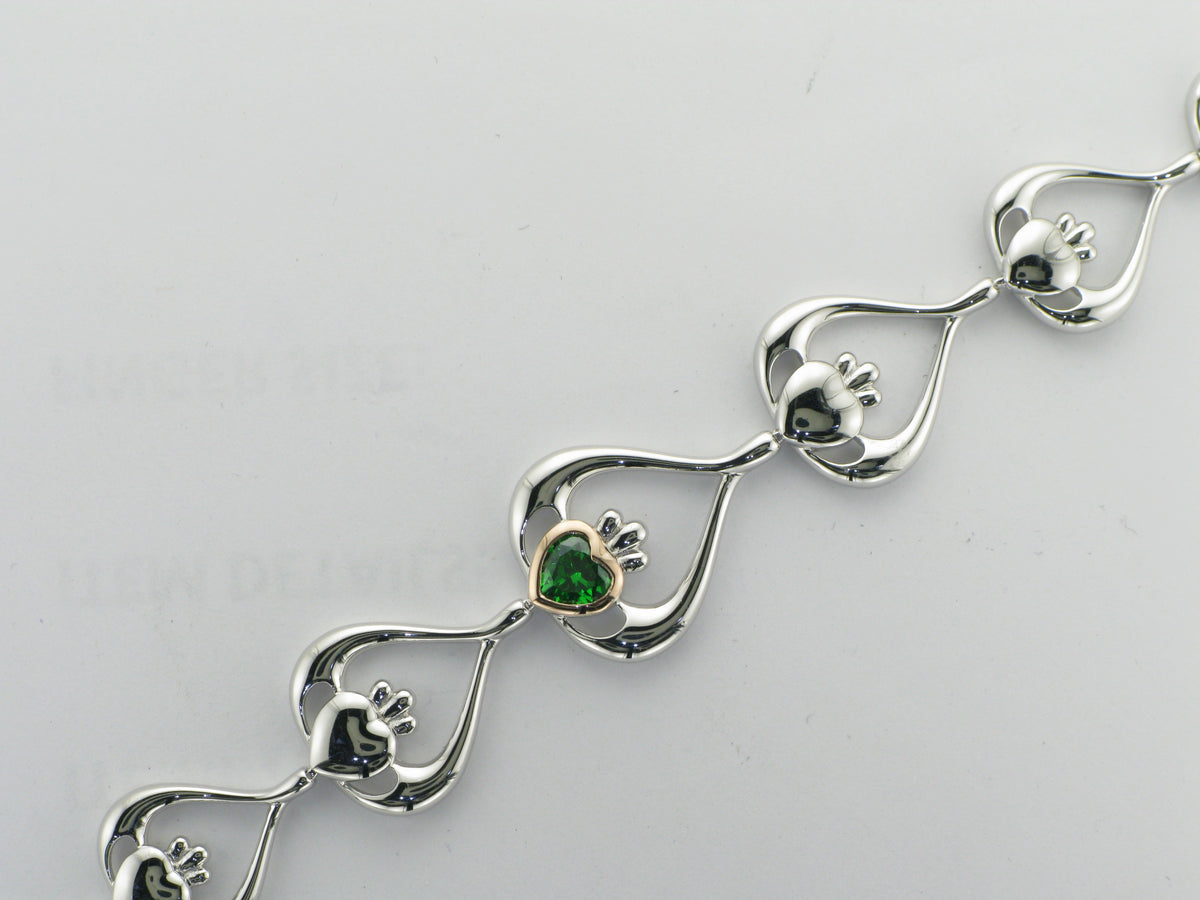 House Of Lor Claddagh Green Stone Bracelet