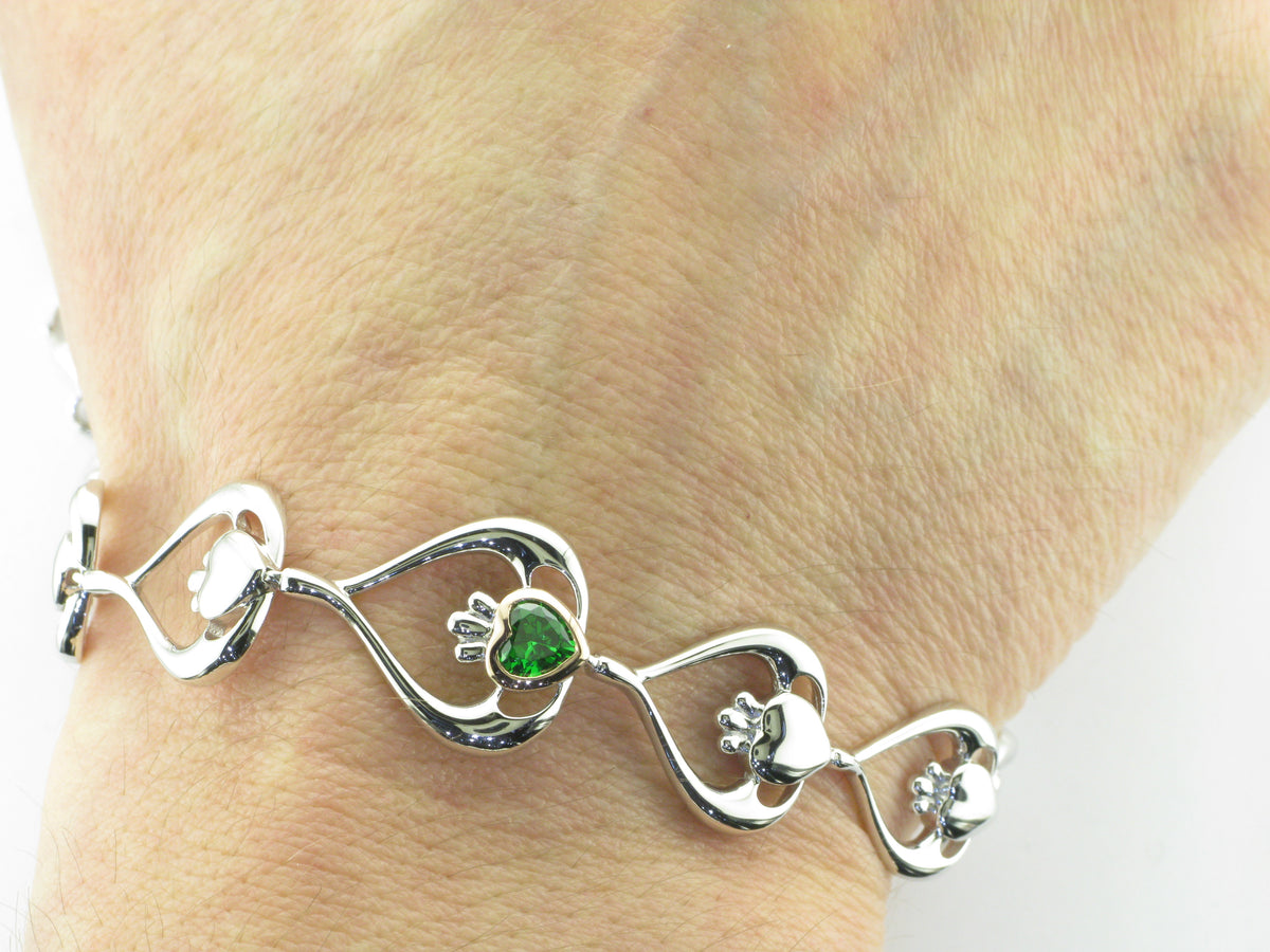 House Of Lor Claddagh Green Stone Bracelet